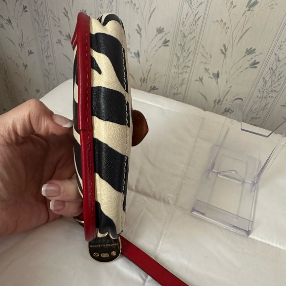 Dooney & Bourke Leather Zebra Wristlet with Red Trim - Picture 5 of 13